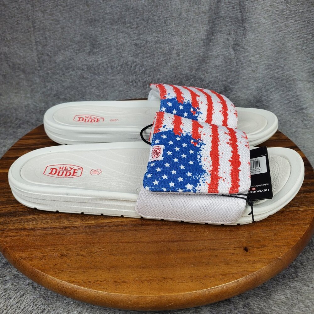 Hey Dude Slides Men's 13 Phoenix American USA Flag Slip On Casual Sandals - Picture 1 of 10